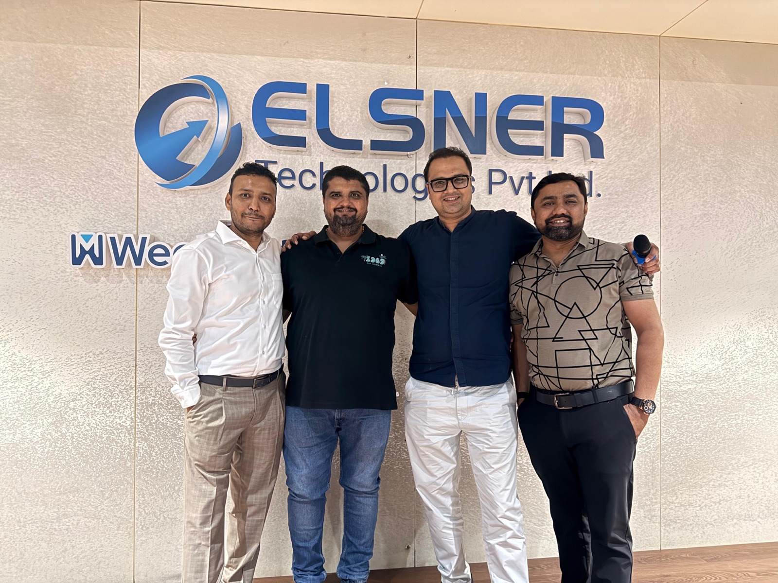 Jigar Joshi with AIMED leadership at Elsner Technologies, Ahmedabad — Agentic Operating System workshop