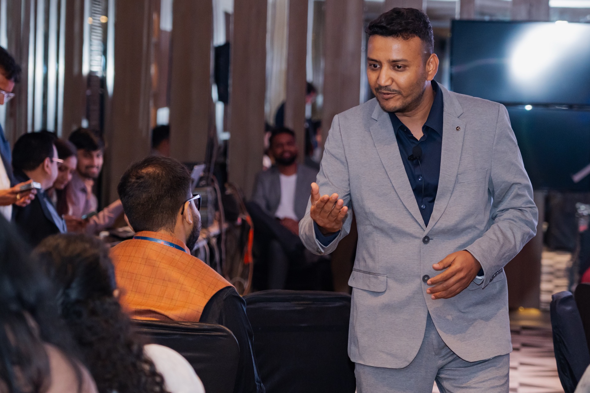 Jigar Joshi engaging attendees during the Networkers Mahakumbh 2.0 Business Conclave 2026 in Ahmedabad