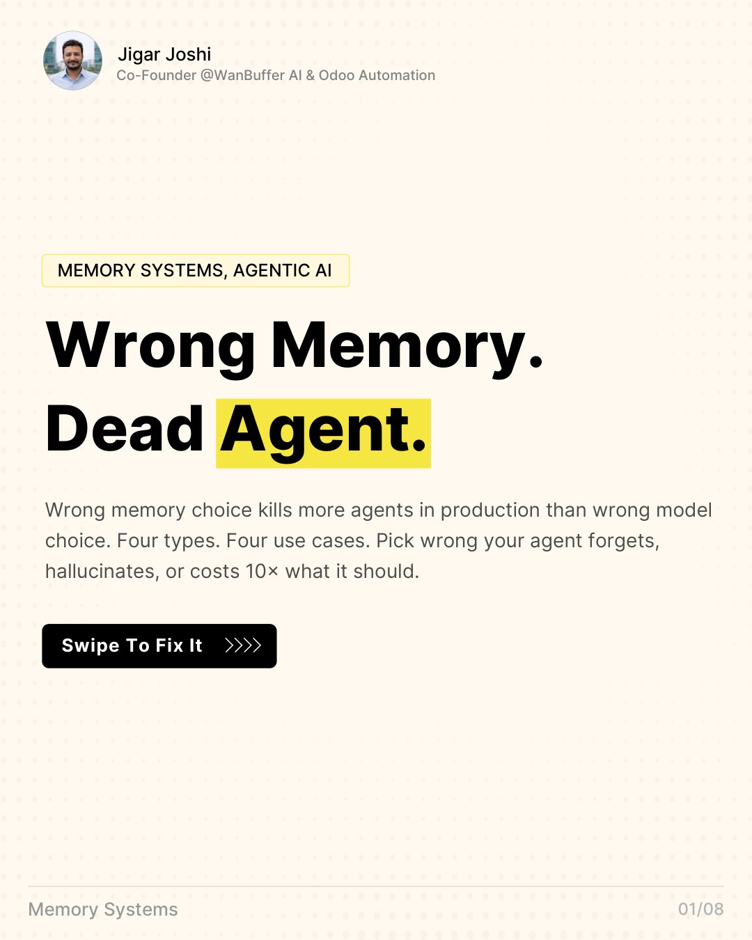Wrong memory. Dead agent. — visual note cover
